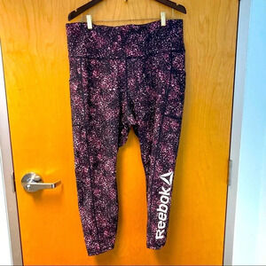 REEBOK  Sz XXL Dotted Pattern Activewear 7/8 Leggings Tights with Side Leg Logo